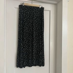 Vintage black floral midi skirt